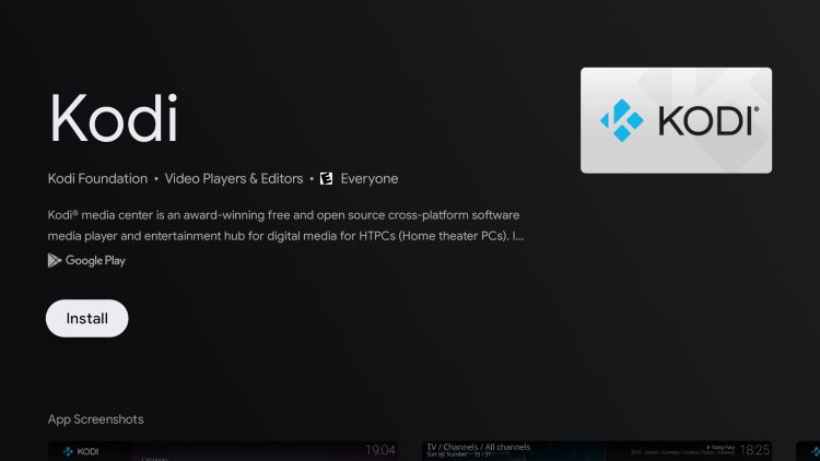 Click Install to get Kodi on Hisense TV