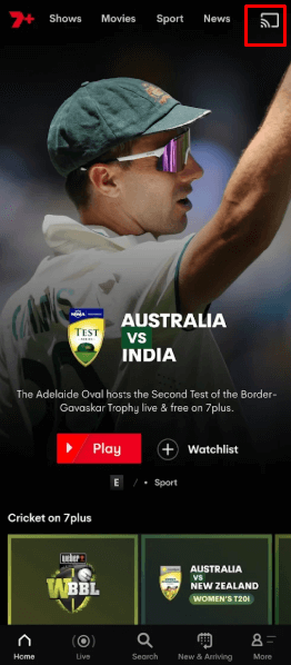 7plus on Hisense TV - Tap the Cast Icon