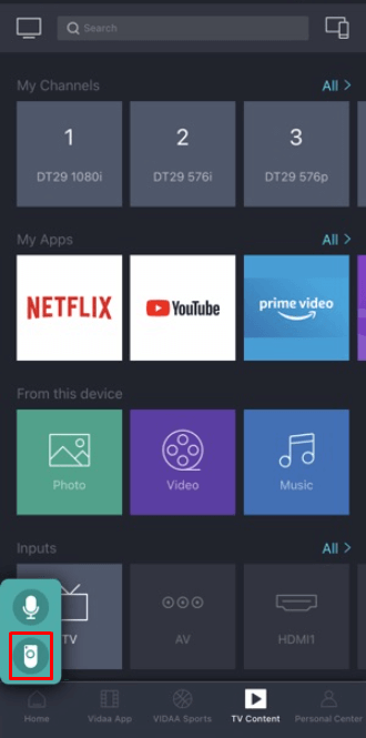 Tap the Remote Icon