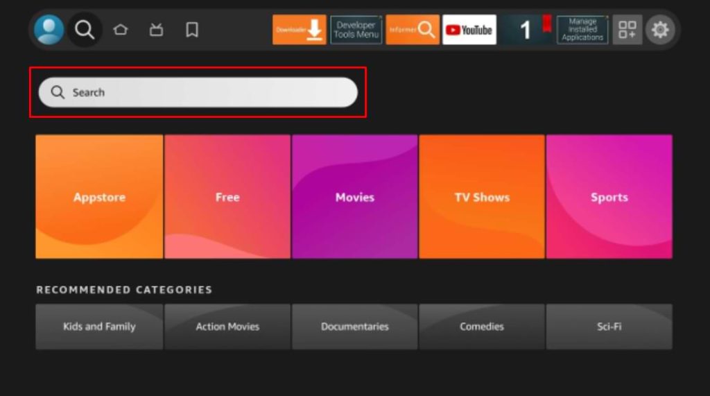 IPTV on Hisense Smart TV - Tap Search