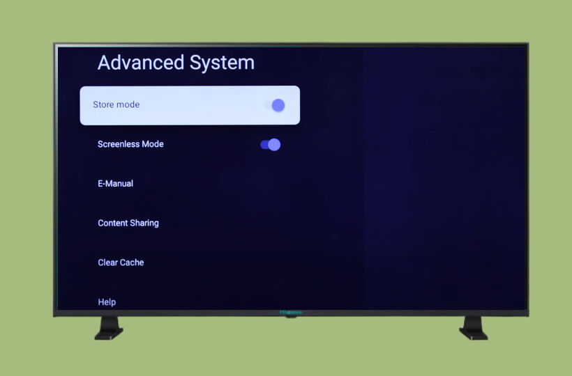 Store Mode on Hisense TV